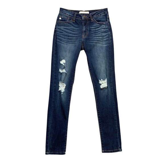 KanCan Jeans Womens 26 Denim Whiskered Distressed 5 Pocket Stretch Skinny Ankle - Picture 1 of 12